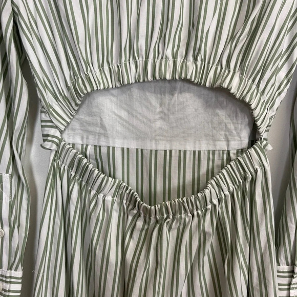 NEW STAUD Crosshill Midi Dress Womens Size Medium Moss Green Long Sleeve NWOT - Picture 5 of 14